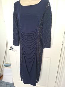 Phase Eight Navy L/S Dress Size 16