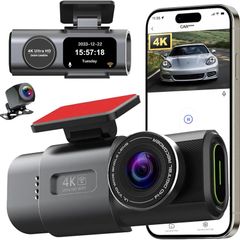 4K Wifi  Dual Dash Cam Front and Rear  WIFI, Night Vision, Parking Monitor