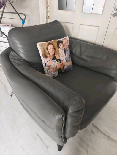 Leather sofa and armchair