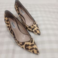 Dune Brown Court Heels-Leopard Warm, Golden-Brown Court Heels-Size 5