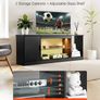 TV Stand  Modern Entertainment Center with Light Strip, Wooden TV Cabinet Storage with Glass Shelf and Adjustable Shelves Image 3