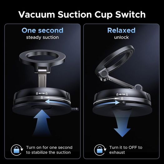 Magsafe Car Mount, 22xN55 and 80 LBS 2500gf Vacuum Magnetic Phone Holder with Adhesive Suction Cup, 360 Rotatable Car Phone Holder Compatible with iPhone 17 Pro Max Air 16 15 14 13 12