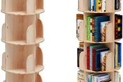 Rotating 360 Hexagonal Children's Bookcase - Tall Floor Standing Corner Book Shelf Storage Rack for Home