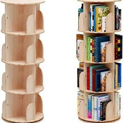 Rotating 360 Hexagonal Children's Bookcase - Tall Floor Standing Corner Book Shelf Storage Rack for Home