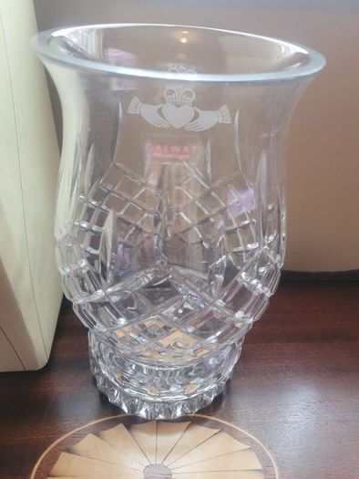 Galway Crystal Pillar Hurricane Candle Holder