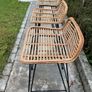 Set of 4 rattan/ bamboo bar stools with metal legs Image 7