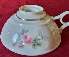 Antique Donegal Parian China Rose Chamber Stick / Pillar Candle Holder Made In Ireland