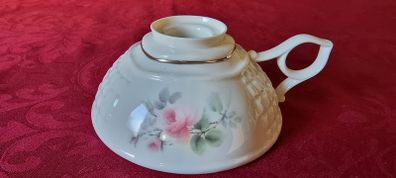 Antique Donegal Parian China Rose Chamber Stick / Pillar Candle Holder Made In Ireland