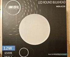 LED round bulkhead MDL4236 lamp lighting 12W A rating black/white new & boxed