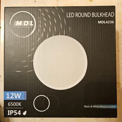 LED round bulkhead MDL4236 lamp lighting 12W A rating black/white new & boxed
