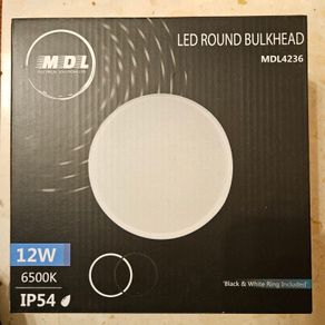 LED round bulkhead MDL4236 lamp lighting 12W A rating black/white new & boxed