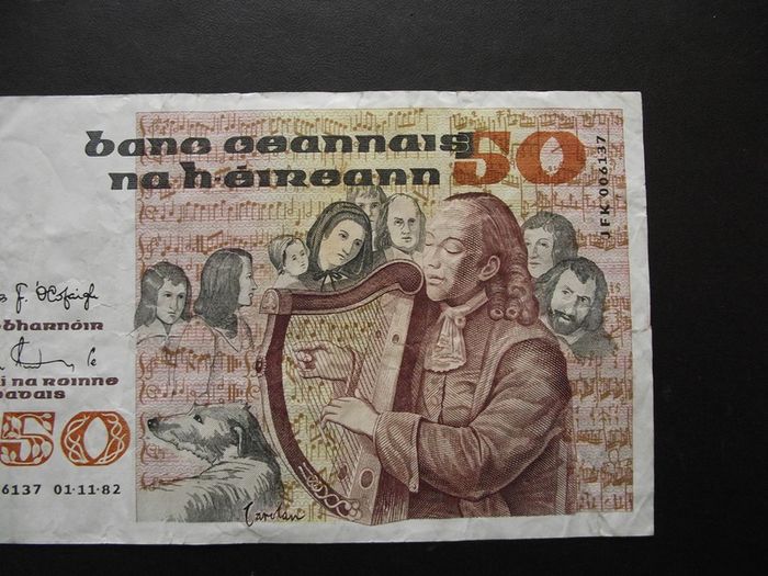 1982 Central Bank of Ireland 50 Pounds note. B Series