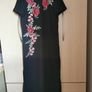 Zara Embroidered black midi dress Image 2