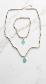 Double-sided heart necklace and bracelet
