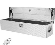 Heavy Duty Aluminum Truck Bed Tool Box, Diamond Plate Tool Box with Side Handle and Lock Keys, Storage Tool Box Chest Box Organizer for Pickup, Truck Bed, RV, Trailer, 121.9x38.1x38.1 cm, Silver