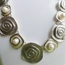 Vintage Handmade Abstract Silver Plated Necklace, Modernist Jewelry Image 5