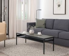 NYBODA Coffee Table, Metal legs and shelf with Reversible Top