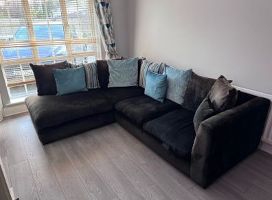 Charcoal Corner Sofa | Cushions Included
