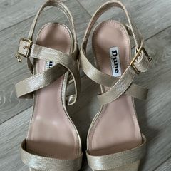 Dune Metallic Gold Strappy Sandals
