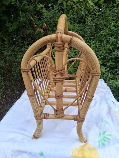 Vintage Bamboo and Rattan Magazine Rack