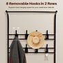 Coat Rack Stand with Shoe and Removable 16 Hooks Free Standing Hall Tree Matte Steel Frame Hat for Storage, Black Image 2