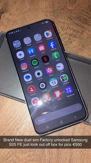 Samsung s25FE brand new fuel sim factory unlocked only opened for photos