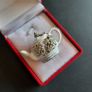 White Enamel Teapot Brooch with Rhinestones, Tea Party Kettle Pin Badge Chic Tea Lover Gift, Cottagecore Jewellery (X01) Image 2
