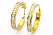 Gold Bonded 925 Sterling Silver &amp; CZ Hoop Earrings