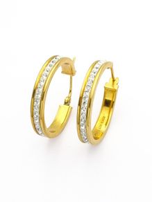 Gold Bonded 925 Sterling Silver & CZ Hoop Earrings