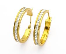 Gold Bonded 925 Sterling Silver & CZ Hoop Earrings