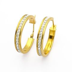 Gold Bonded 925 Sterling Silver & CZ Hoop Earrings