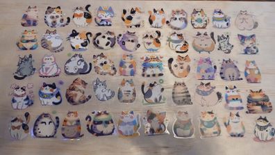 50pcs Cat Transparent Stickers Decals