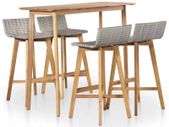 5 Piece Outdoor Dining Set Solid Acacia Wood