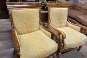 Pair of Vintage Empire Style Mahogany Armchairs