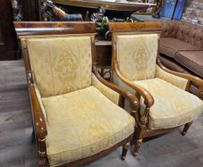 Pair of Vintage Empire Style Mahogany Armchairs