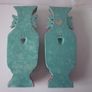 Pair of   Chinese Porcelain Turquoise vase shaped wall pocket early 20th century Image 2