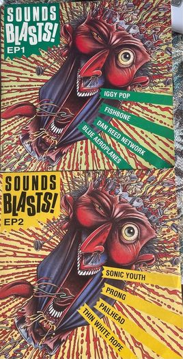 SOUND BLASTS! 1 and 2. Two long play singles featuring 8 bands vinyl record. In picture sleeves and vg+ condition. Bargain price for both records