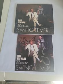 Rod Stewart with Jools Holland Swing Fever cd with signed art cover card by both