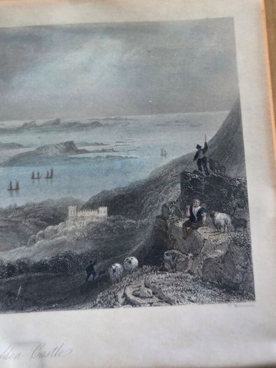 Antique engraving of Clifden Castle framed