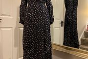 Whistles Dress navy &amp; pink polka dot wrap