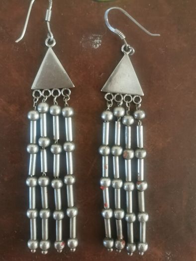 Long silver earrings