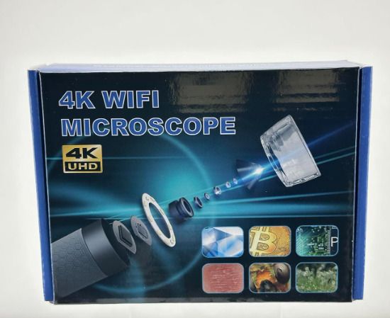 4K WiFi Microscope for iPhone Android PC, 50-1000X USB Digital Microscope Wireless Super HD Endoscope Camera Compatible with All Cellphones iPad Android Tablet Windows Mac