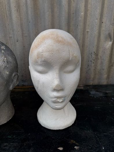 Retro vintage styrofoam polystyrene heads X3 c1960