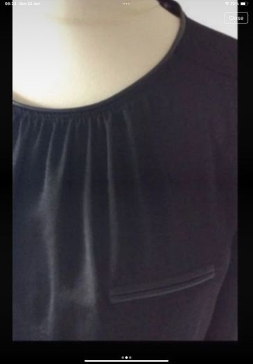 blouse round neck size 10 black round neck with leather trim