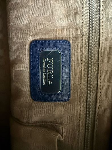 Furla Navy Blue Saffiano Leather Tote Bag