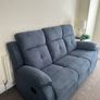 New Beige & Slate Grey Fabric Recliner Sofa Set Image 3