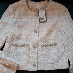 HM white embellished festive jacket