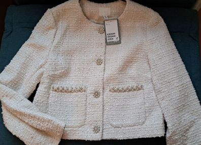 HM white embellished festive jacket