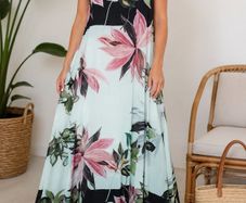 Tropical Lily Chiffon Maxi Dress