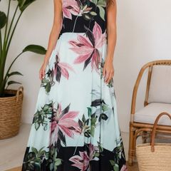 Tropical Lily Chiffon Maxi Dress